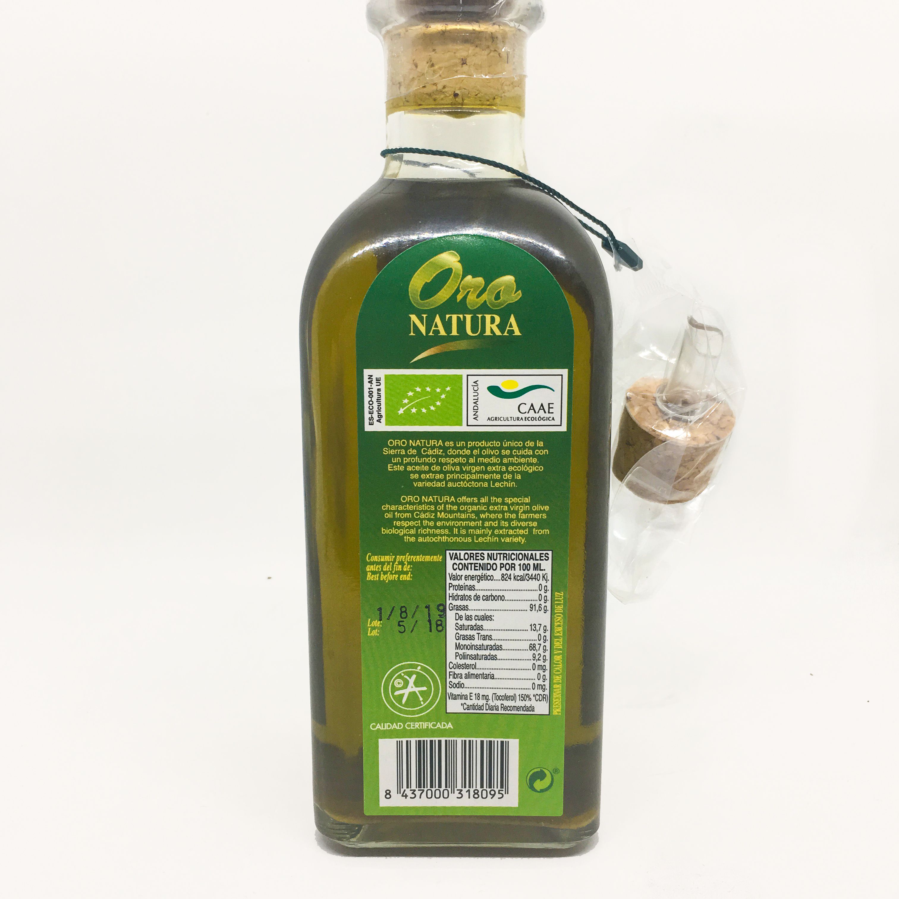 Aceite Ecológico Oro Natura 500ml - Los Remedios Picasat